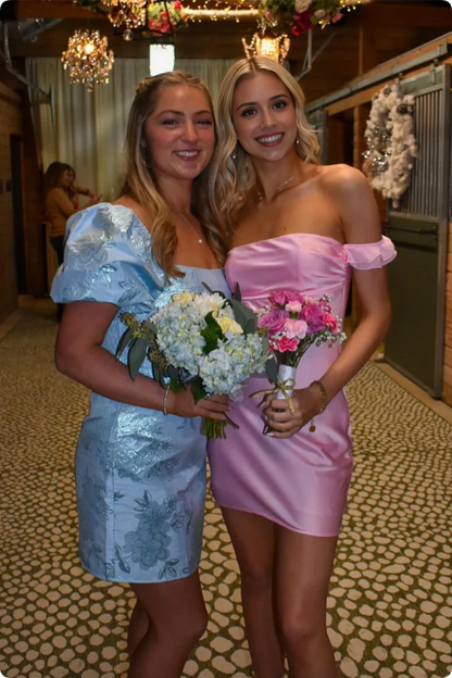 Vintage Pink Off-the-shoulder Homecoming Dress Satin Sheath Party Dress Short Cocktail Dress TP4768