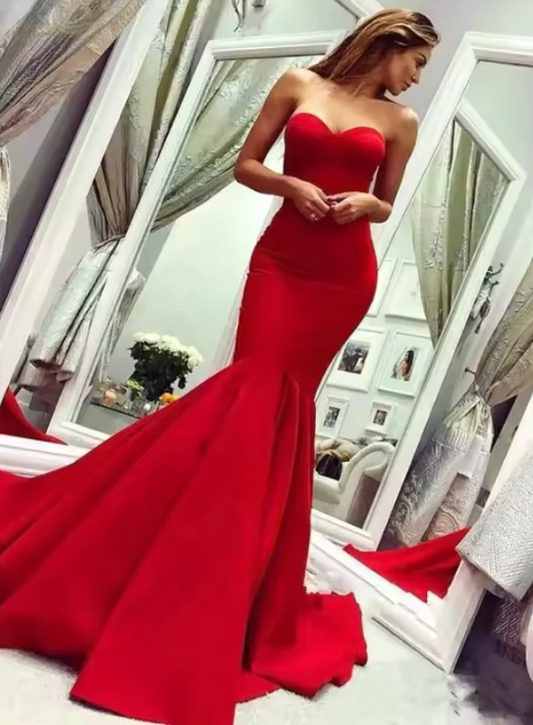 Elegant Burgundy Sweetheart Prom Dress Mermaid Evening Gown Party Dress Long Formal Dress TP4775