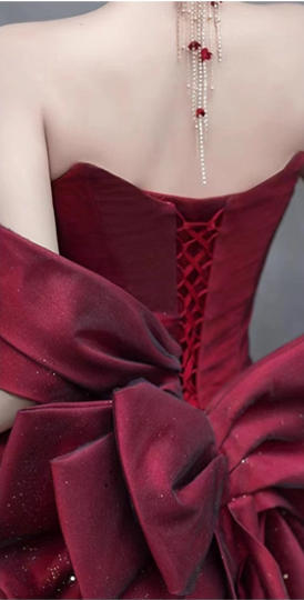 Elegant Burgundy Mermaid Prom Dress Sweetheart Evening Gown Bowknot Party Dress Long Formal Dress TP4798