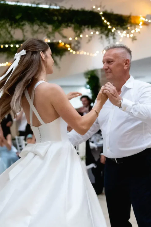 Elegant Simple White Square-neck Straps A-Line Ankle-length Wedding Dress TP4835