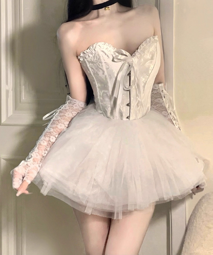 Gothic Lace Spaghetti Strap A-Line Sweetheart Short Lace-up Halloween Costume TP4839
