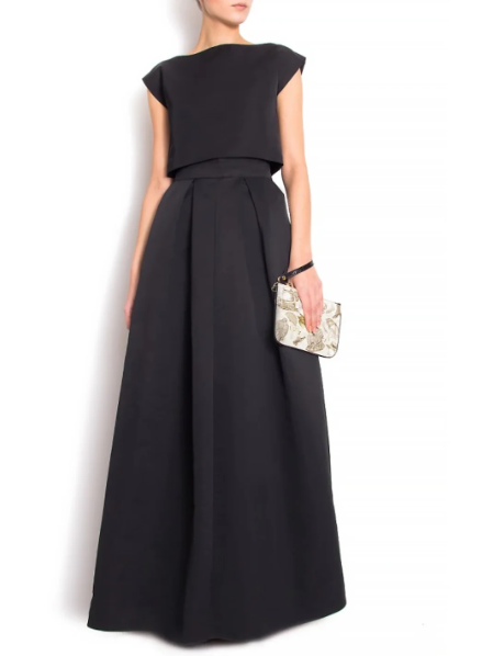 Elegant Black Two Piece Mother of Bride Dress Jewel Neck Evening Gown Long Simple Formal Dress TP4887