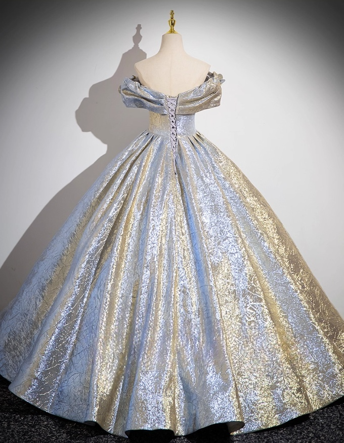 Elegant Glittering Satin Sweet 16 A-Line Off-the-shoulder Tulle Quinceanera Ball Gown TP5203