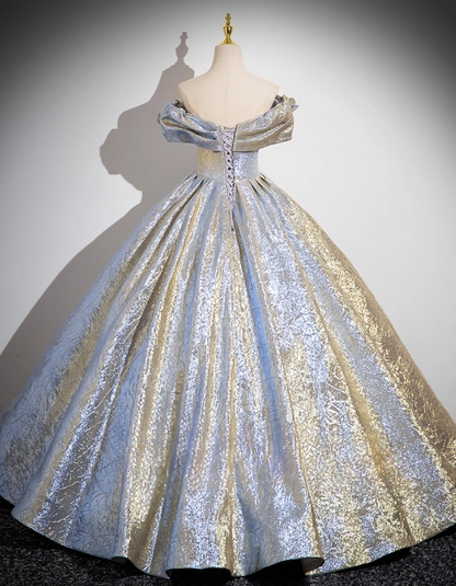 Elegant Glittering Satin Sweet 16 A-Line Off-the-shoulder Tulle Quinceanera Ball Gown TP5203