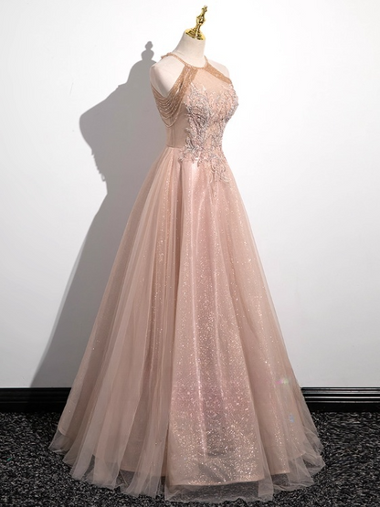 Vintage Glittering Beaded Evening Dress A-Line Off-the-shoulder Long Prom Dress TP5004