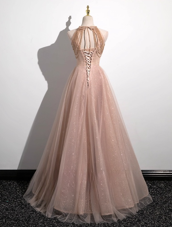 Vintage Glittering Beaded Evening Dress A-Line Off-the-shoulder Long Prom Dress TP5004