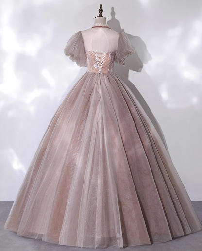 Vintage Applique Tulle Sweet 16 Quinceanera A-Line Evening Dress Long Ball Gown TP5011