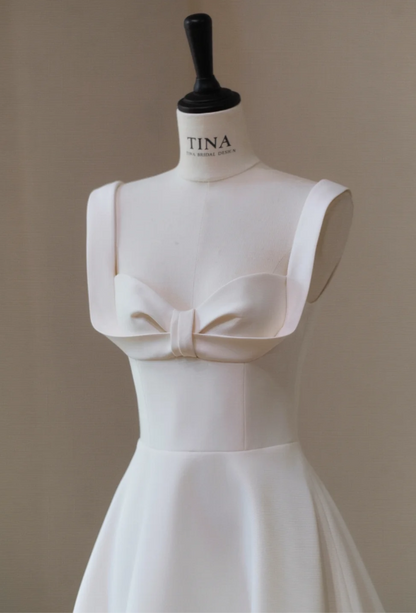 Gorgeous White Sweetheart A-Line Satin Long Wedding Dress TP5038