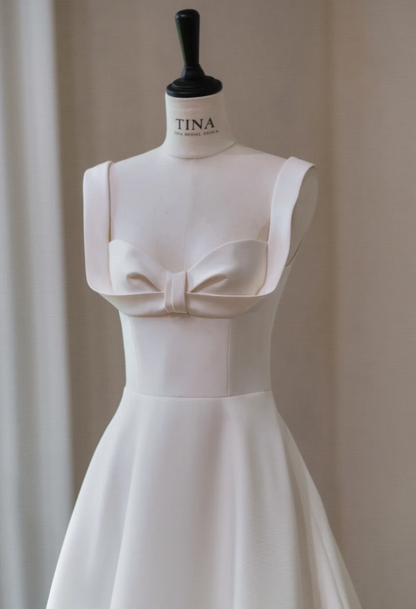 Gorgeous White Sweetheart A-Line Satin Long Wedding Dress TP5038