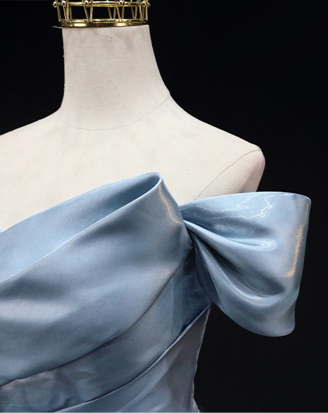 Glamorous Light Blue Satin Off-Shoulder 3D Rose Sweet 15 Quinceanera Ball Gown TP5460