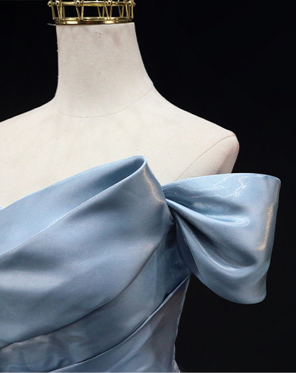 Glamorous Light Blue Satin Off-Shoulder 3D Rose Sweet 15 Quinceanera Ball Gown TP5460