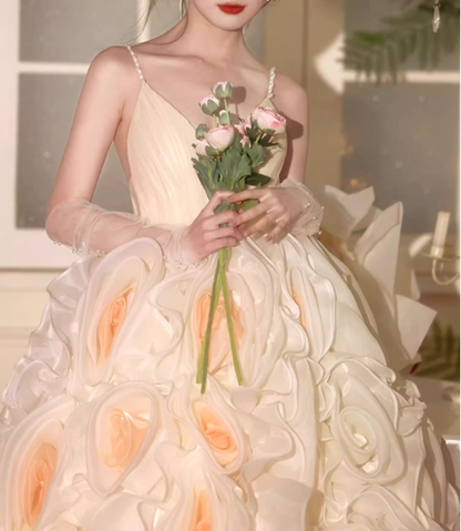 Glamorous 3D Rose Spaghetti Strap Sweet 15 Quinceanera Ball Gown TP5472