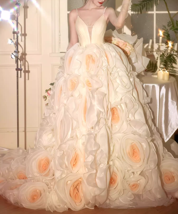 Glamorous 3D Rose Spaghetti Strap Sweet 15 Quinceanera Ball Gown TP5472