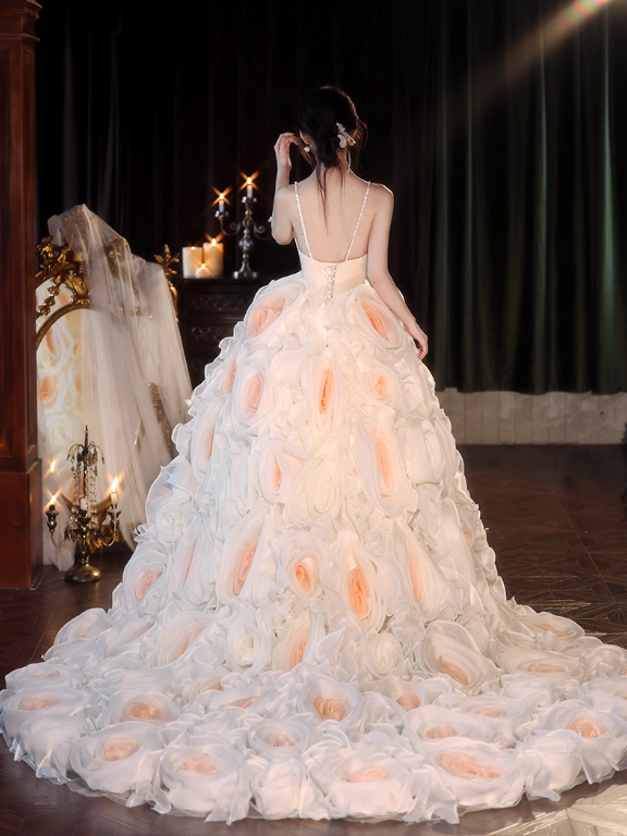 Glamorous 3D Rose Spaghetti Strap Sweet 15 Quinceanera Ball Gown TP5472