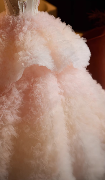 Glamorous Pink Fluffy Tulle A-Line Strapless Floral Sweet 15 Quinceanera Ball Gown TP5475