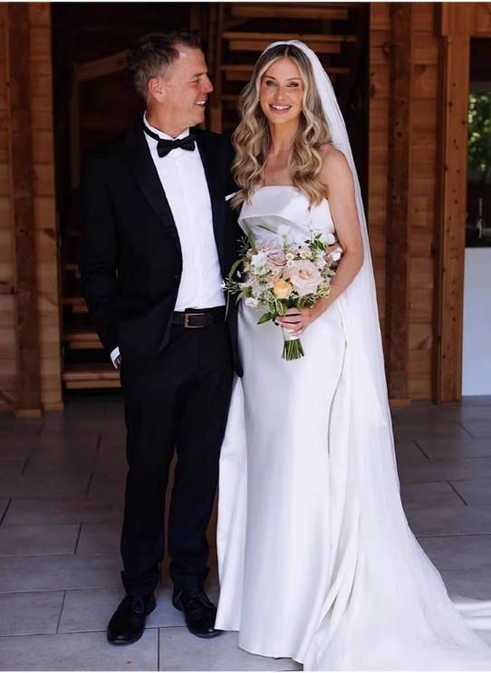 Glamorous Strapless Satin Bridal Gown Detachable Train Sheath Wedding Dress TP5655
