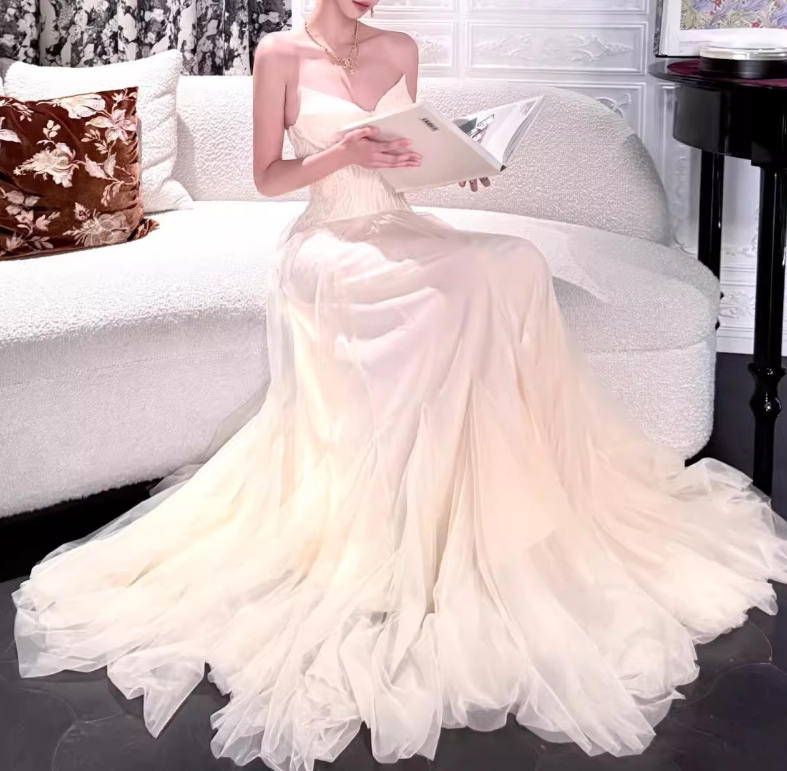 Ethereal Strapless Sweetheart Lace Corset & Tulle Prom Dress TP5708