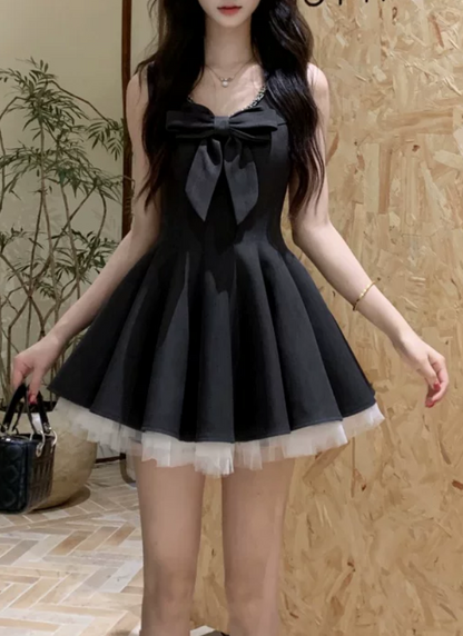 Vintage Grey Bow Sleeveless Rhinestone V-Neck A-Line Homecoming Dress TP6069