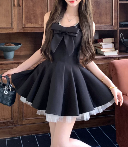 Vintage Grey Bow Sleeveless Rhinestone V-Neck A-Line Homecoming Dress TP6069