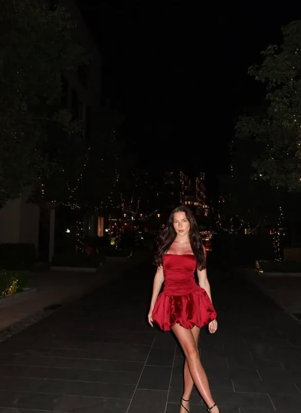 Vintage Burgundy Satin Spaghetti Strap Short A-Line Party Dress Cocktail Dress Homecoming Dress TP4435