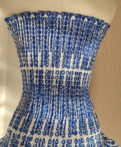 Vintage Dark Blue Pattern Design Strapless Mini Party Dress Homecoming Dress TP4044