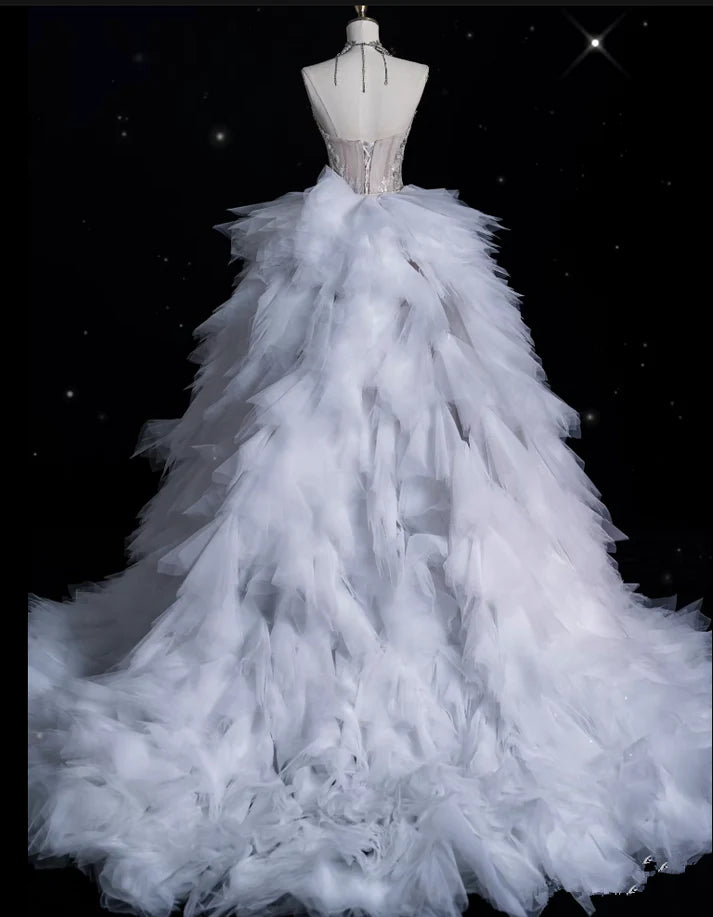 Vintage Sparkling Beaded Mermaid Design Strapless Princess Wedding Dress TP4101