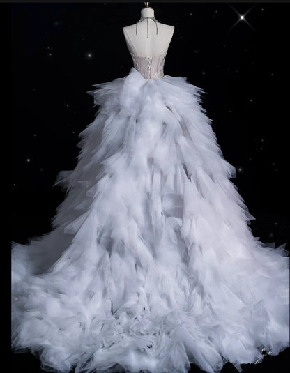 Vintage Sparkling Beaded Mermaid Design Strapless Princess Wedding Dress TP4101