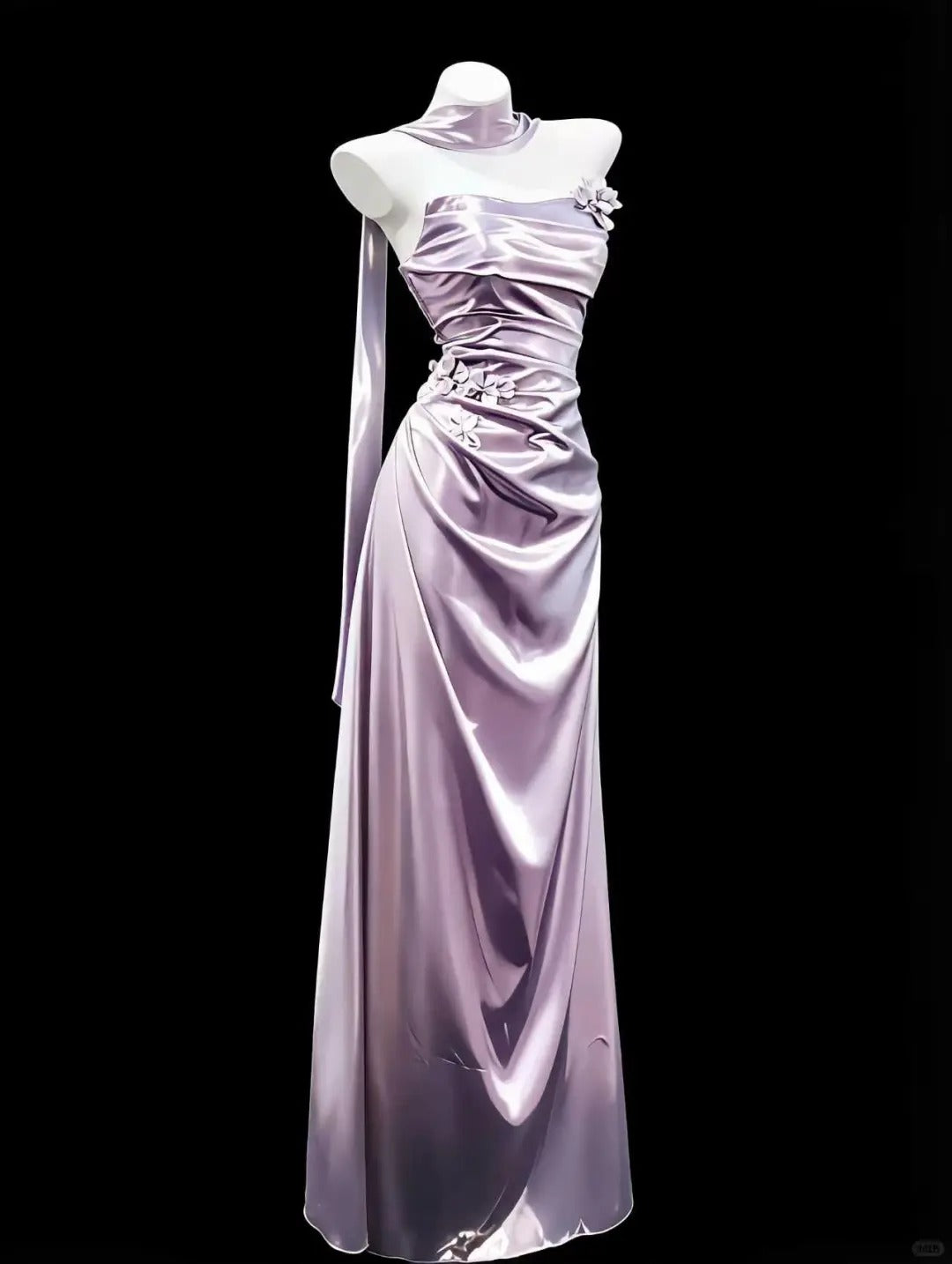 Chic Purple Strapless Prom Dress Sheath Evening Dress Satin Party Dress TH005