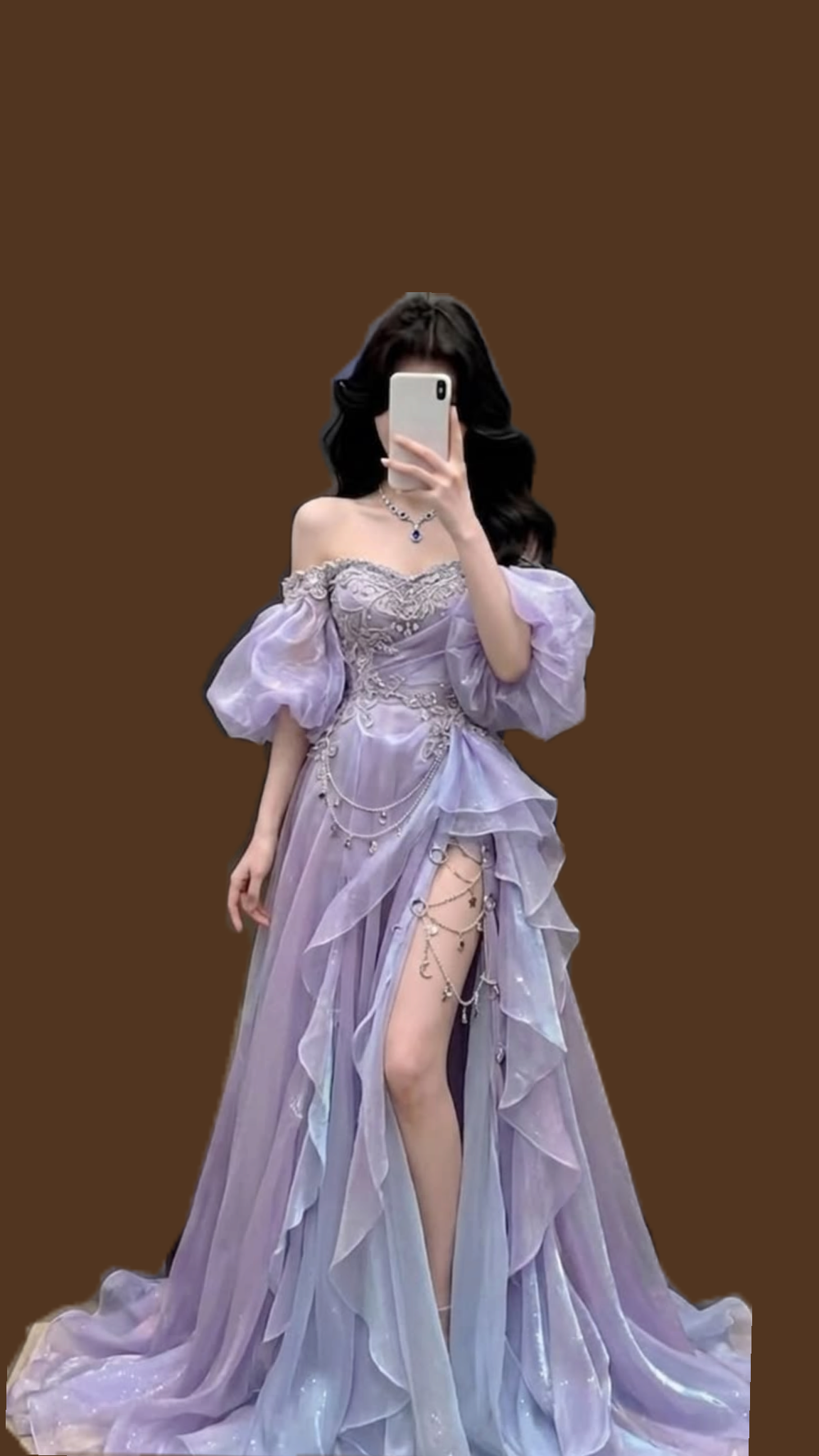 Elegant Purple Off-the-Shoulder  A-line High Slit Evening Dress TH007