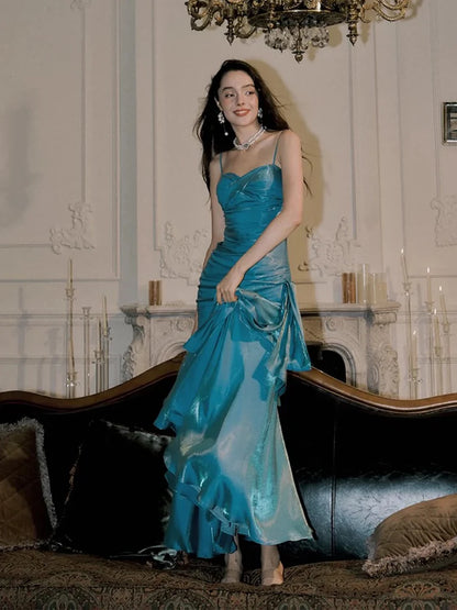 Simple Sweetheart Mermaid Blue Prom Dress, Blue Party Dress TH047