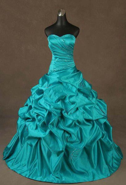 Elegant A-line Blue Pleated Long Evening Dress Off-the-shoulder Beaded Satin Prom Dress TH055