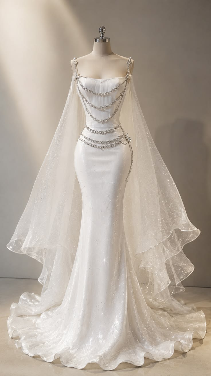 Elegant Mermaid White Halter Neck Long Wedding Dress Satin Prom Dress TH070