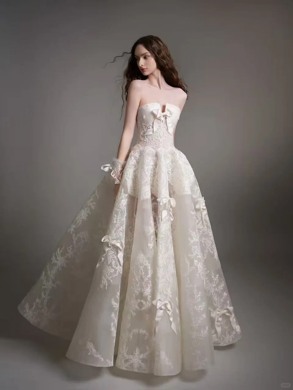 Elegant A-line Lace Long Wedding Dress Off-the-Shoulder Prom Dress TH127