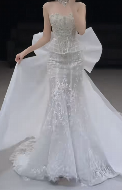 Elegant Sheath Sweetheart Long Wedding Dress Lace White Prom Dress TH161