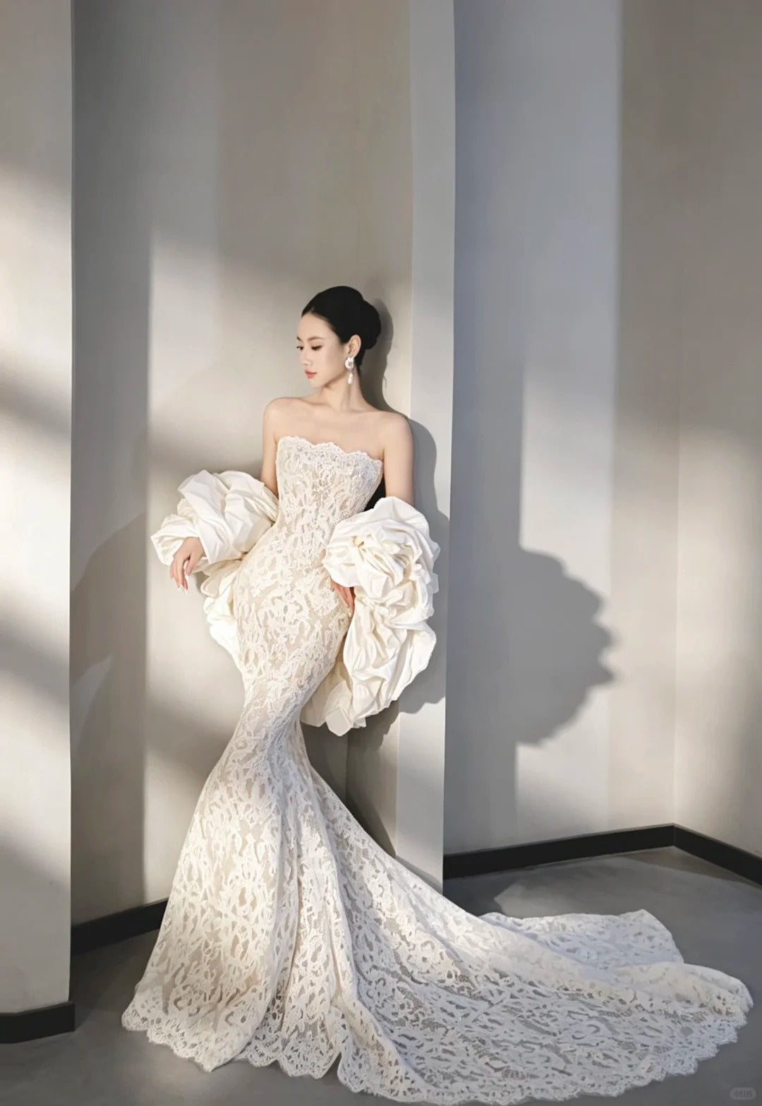 Elegant Mermaid Off-the-Shoulder Long Wedding Dress Lace White Prom Dress TH162