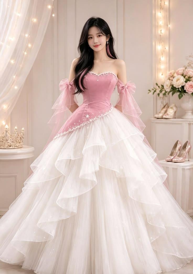 Elegant Ball Gown Sweetheart Pink Long Evening Dress Tulle Prom Dress TH216