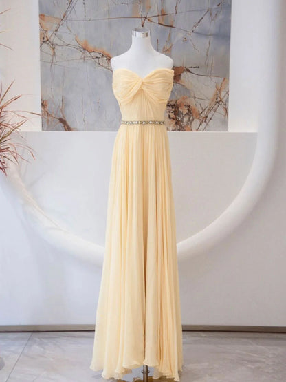 A-line Sweetheart Neck Chiffon Long Prom Dress, Chiffon Formal Evening Dress TH253
