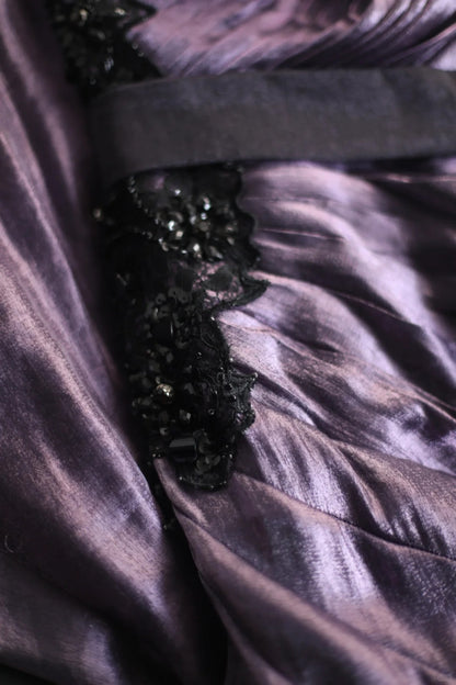Elegant Sheath one-the-Shoulder Purple Long Evening Dress Satin Prom Dress TH281