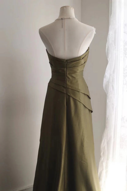 Elegant Sheath Green Sweetheart  Long Evening Dress Satin Prom Dress TH287