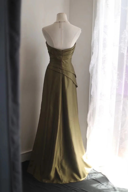Elegant Sheath Green Sweetheart  Long Evening Dress Satin Prom Dress TH287