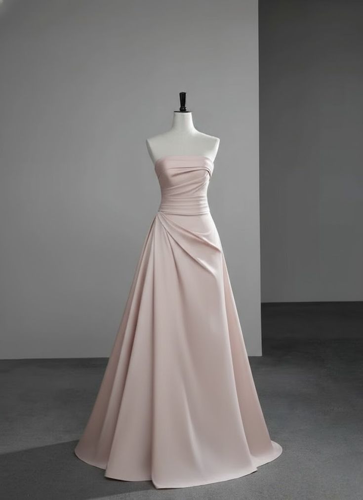 Beautiful A-line Off-the-Shoulder Pink Evening Dress Satin Prom Dress TH315