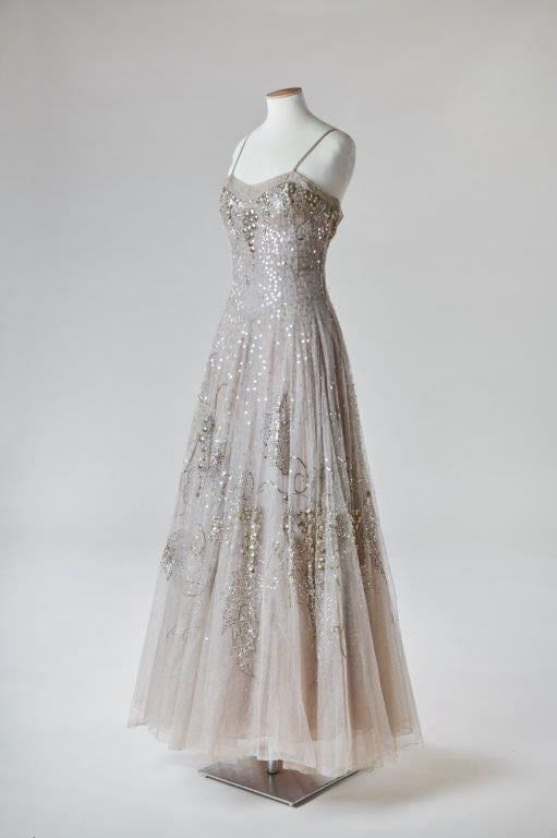 Beautiful A-line Off-the-Shoulder Silver Evening Dress Sequins Tulle Prom Dress TH316