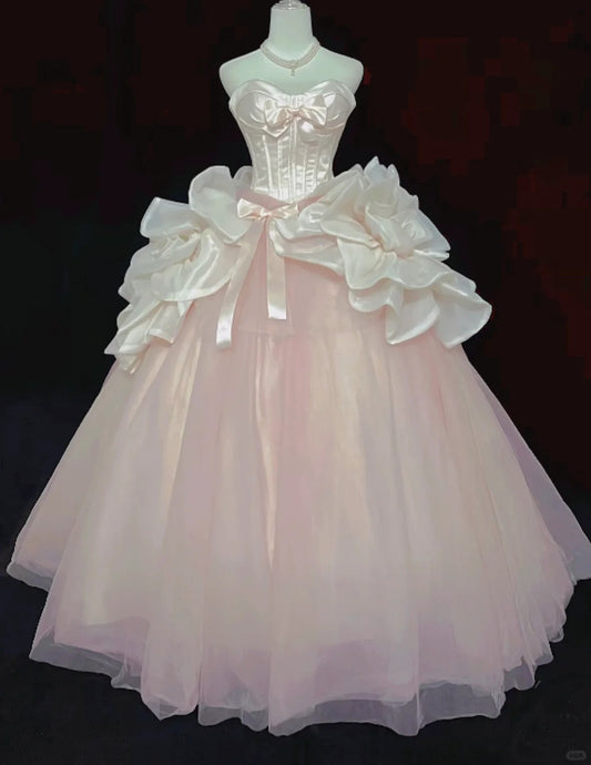Beautiful A-line Sweetheart Pink Evening Dress Tulle Prom Dress TH322