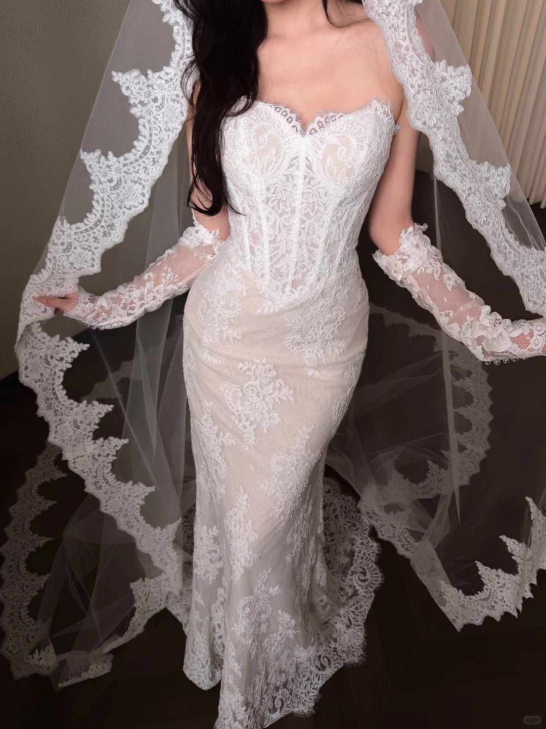 Elegant Sheath Sweetheart Long Wedding Dress Lace White Prom Dress TH343
