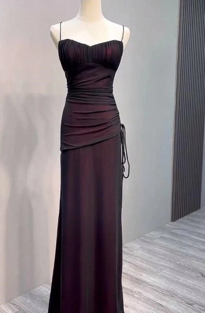 Black and Red Straps Long Evening Dreess, Black and Red Formal Dress Prom Dress TP1129