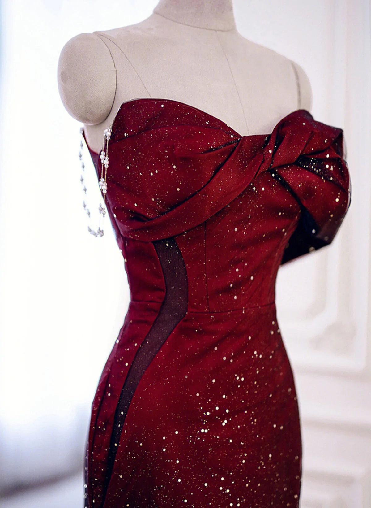 Elegant Black And Red Sweetheart Mermaid Long Prom Dress, Black And Red Evening Dress TP1130