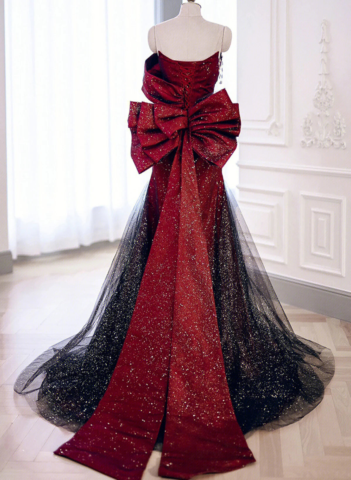 Elegant Black And Red Sweetheart Mermaid Long Prom Dress, Black And Red Evening Dress TP1130