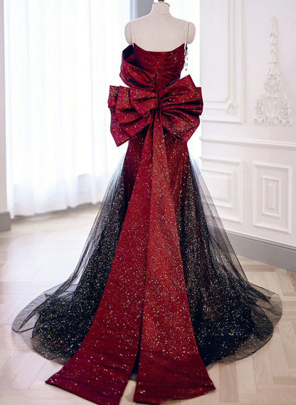 Elegant Black And Red Sweetheart Mermaid Long Prom Dress, Black And Red Evening Dress TP1130