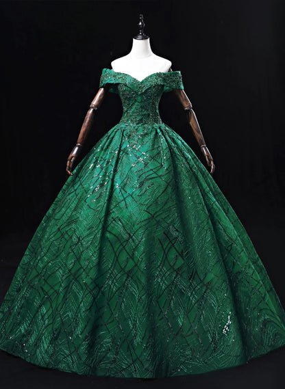Ball Gown Sweetheart Tulle Floor Length Party Dress, Green Long Prom Dress Formal Gown TP1146