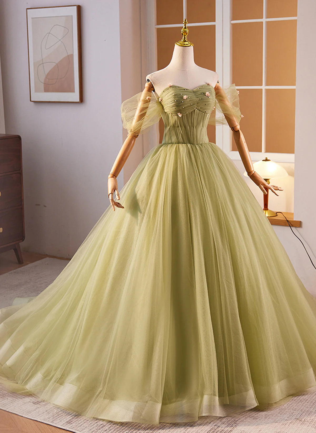 Lovely Green Sweetheart Ball Gown Evening Dress, Green Prom Dress Sweet 16 Dress TP1161